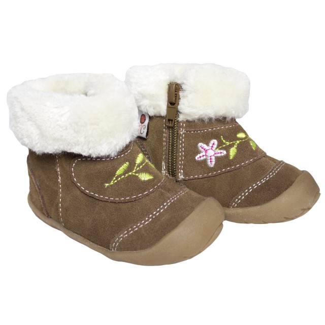 Usnjeni semiš podloženi škornji Suede Tan Boots za punčke - Rose et Chocolat