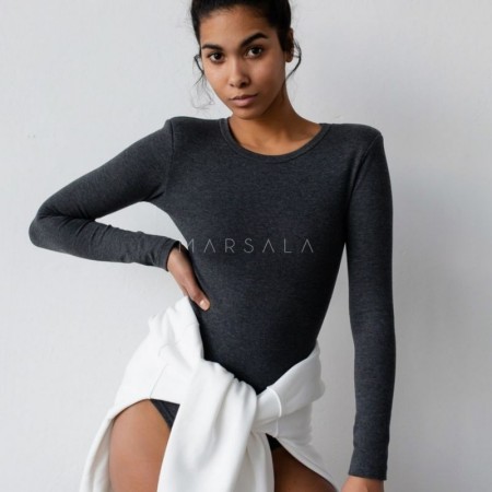 Bombažen body Condition Graphite - By Marsala