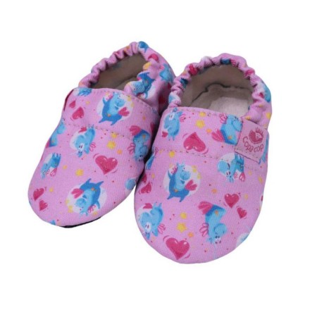 Bombažni copatki za punčke Roza Unicorn
