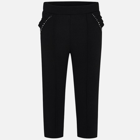 Črne hlače iz mehke pletene tkanine za punce - Mayoral