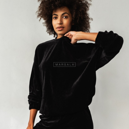 Žameten komplet sestavljen iz spodnjega in zgornjega dela Bonita Black - Marsala