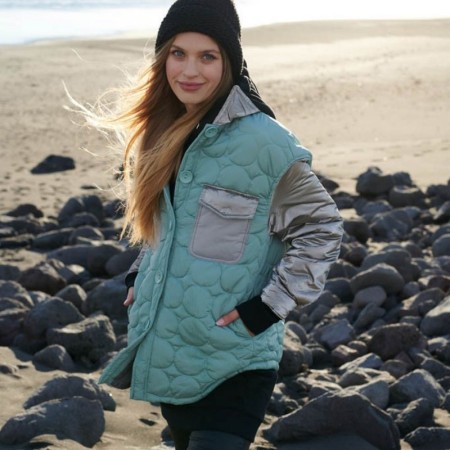 Podložena srajca - jakna za ženske v potisku Silver Moon - Naoko