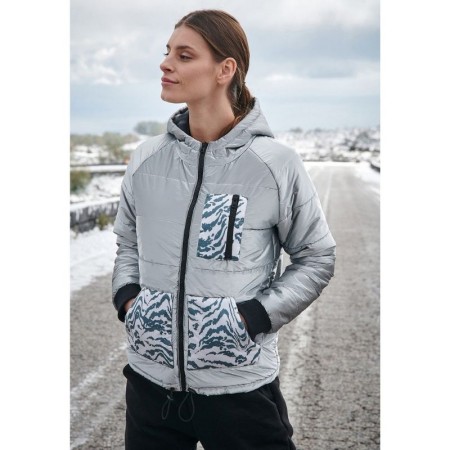 Krajša športna jakna Starry Night v srebrni barvi za ženske - Naoko
