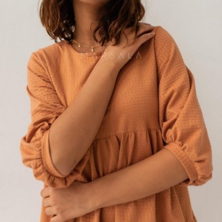 Bombažna, lahkotna obleka Blush Orange - By Marsala