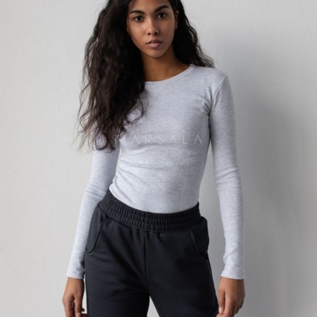 Bombažna majica Moody Light gray pink - By Marsala