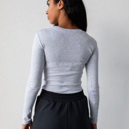 Bombažna majica Moody Light gray pink - By Marsala