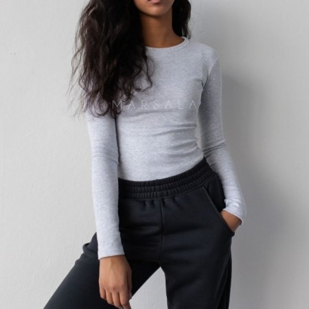 Bombažna majica Moody Light gray pink - By Marsala