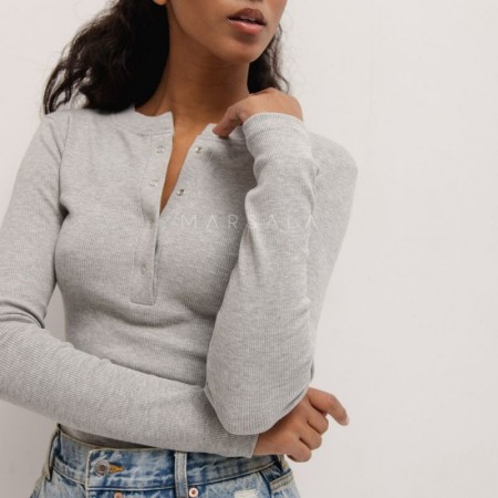 Rebrasta majica Moody Classic Grey - By Marsala