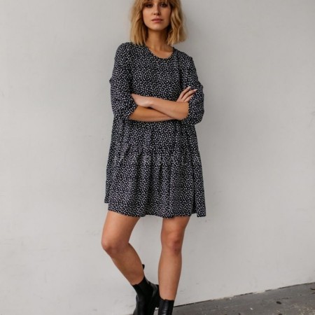 Lahkotna obleka Blush Black floral - By Marsala