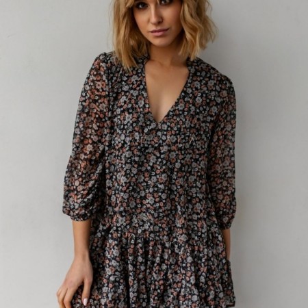 Lahkotna obleka Femi Navy blue floral - By Marsala