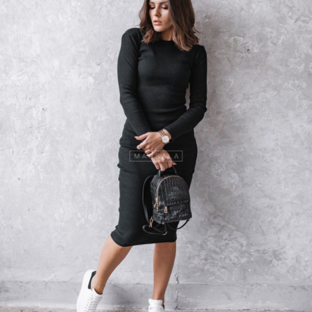 Oprijeta bombažna obleka za ženske KYLIE MIDI Black - Marsala