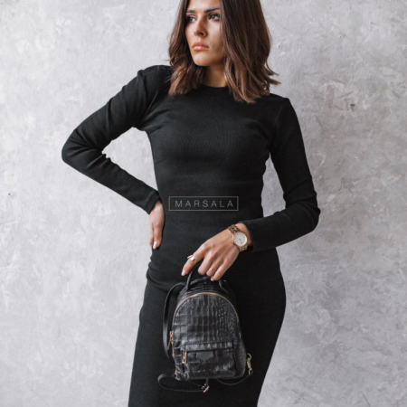 Oprijeta bombažna obleka za ženske KYLIE MIDI Black - Marsala