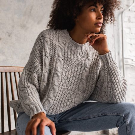 Pleten pulover Belfort Bright White za ženske - By Marsala