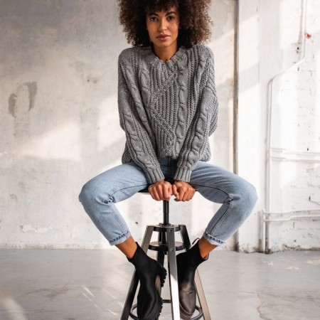 Pleten pulover za ženske Belfort Grey - By Marsala