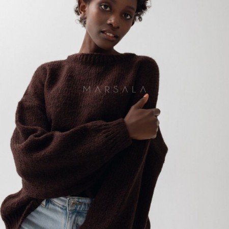 Pleten pulover Rivero Brown - By Marsala