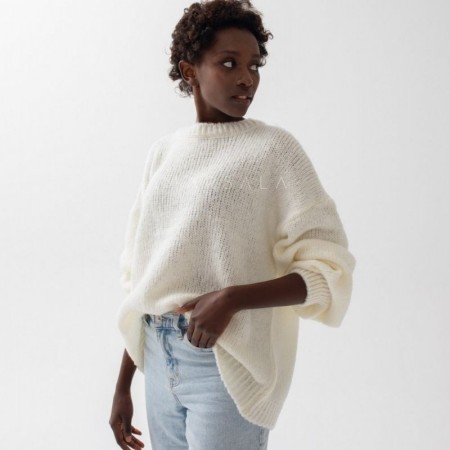 Pleten pulover Rivero White - By Marsala
