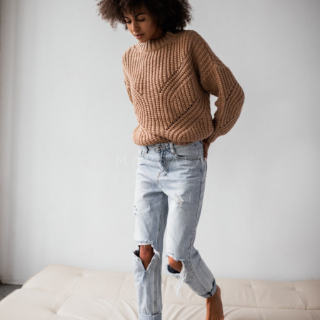 Pleten pulover za ženske VENEZIA Camel - By Marsala