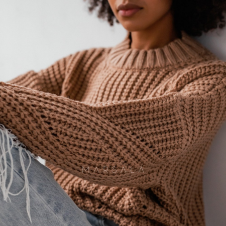 Pleten pulover za ženske VENEZIA Camel - By Marsala