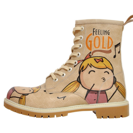 Podloženi škornji s potiskom FEELING GOLD za punce - DOGO