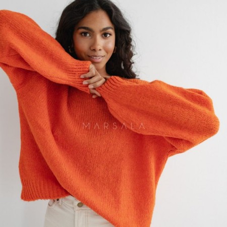 Pleten pulover Rivero Flame Orange - By Marsala