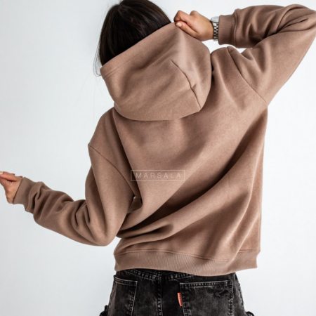 Pulover s kapuco BASIC Mocca - By Marsala