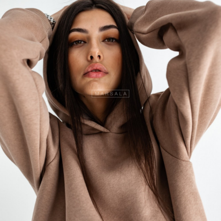 Pulover s kapuco BASIC Mocca - By Marsala