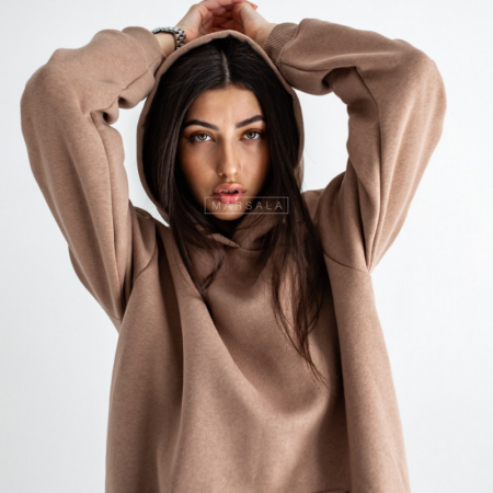 Pulover s kapuco BASIC Mocca - By Marsala