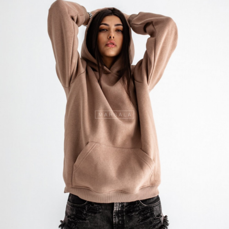 Pulover s kapuco BASIC Mocca - By Marsala