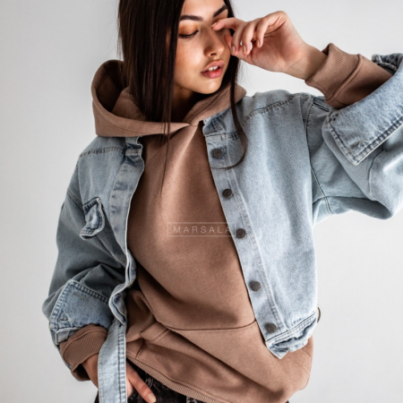 Pulover s kapuco BASIC Mocca - By Marsala