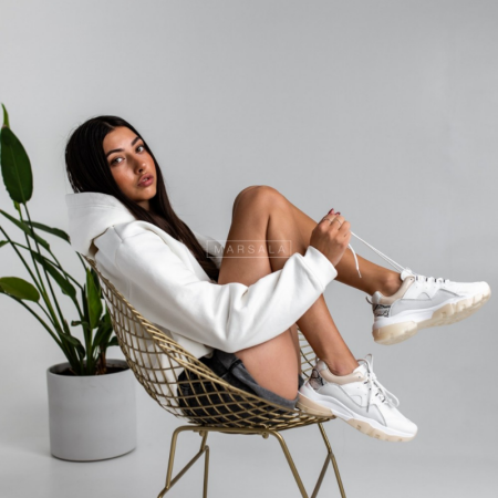 Pulover s kapuco BASIC Ecru - By Marsala