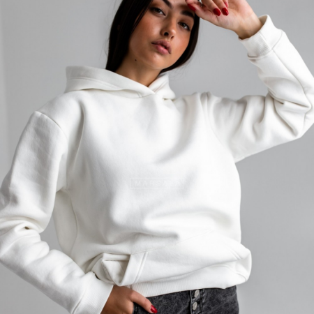 Pulover s kapuco BASIC Ecru - By Marsala