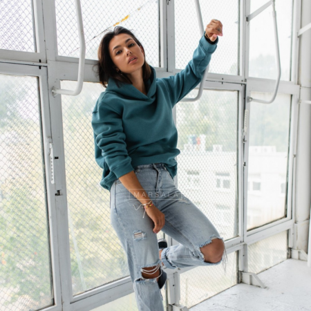 Pulover s kapuco BASIC Bottle Green - By Marsala