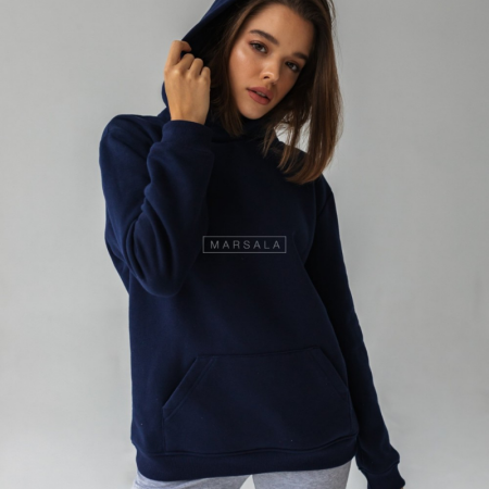 Pulover s kapuco BASIC Evening Blue - By Marsala