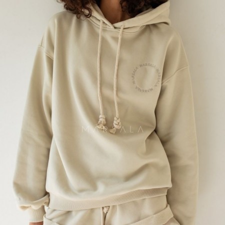 Hoodie Chillin v Cannoli Cream barvi za ženske - Marsala