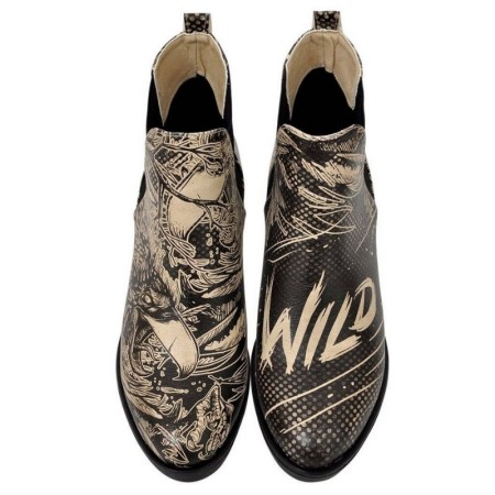 Potiskani gležnjarji s peto Eve Boots v potisku Wild - Dogo