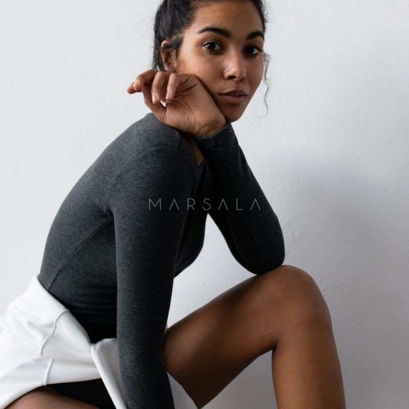 Bombažen body Condition Graphite - By Marsala