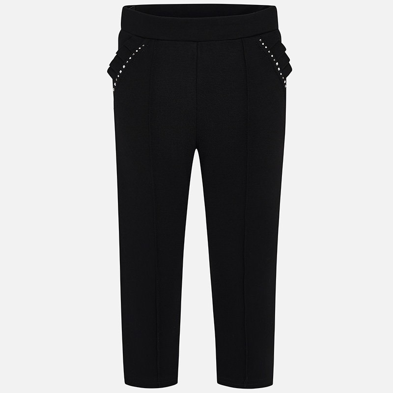 Črne hlače iz mehke pletene tkanine za punce - Mayoral