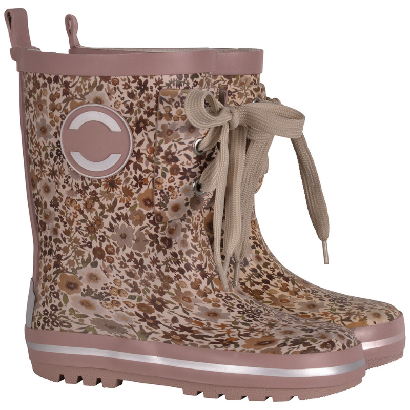 Dežni škornji z rožastim potiskom in mašno Burlwood - Mikk-Line