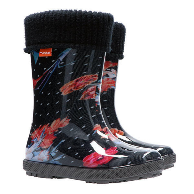 Podloženi dežni škornji Cvetje za punce  - Demar