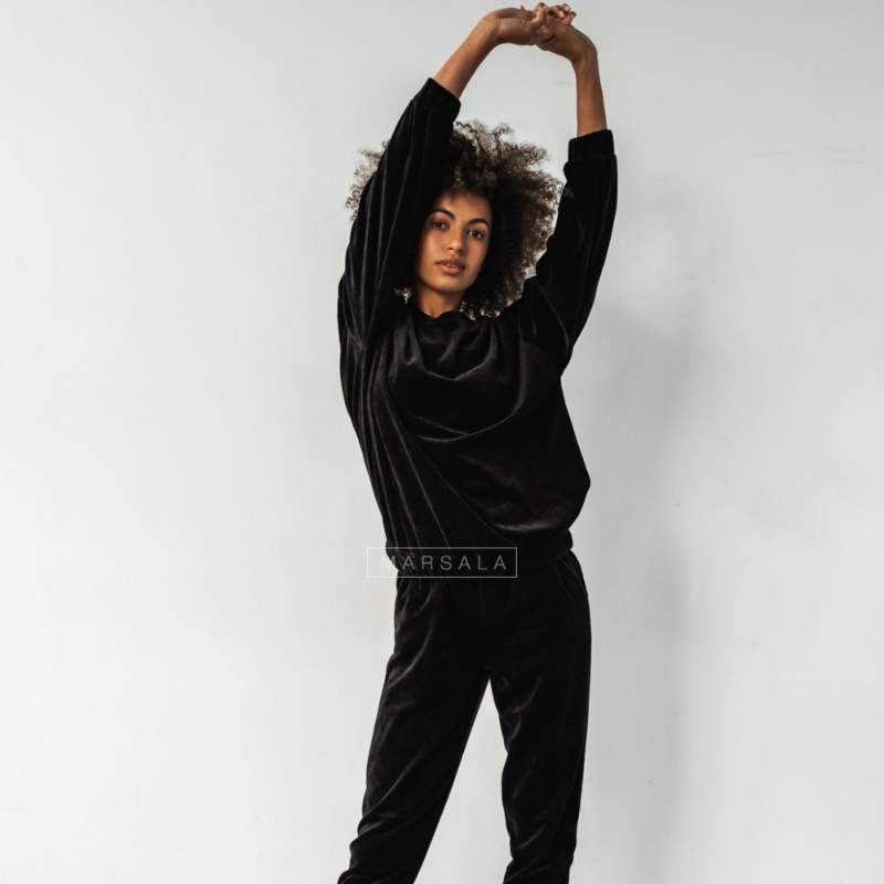 Žameten komplet sestavljen iz spodnjega in zgornjega dela Bonita Black - Marsala