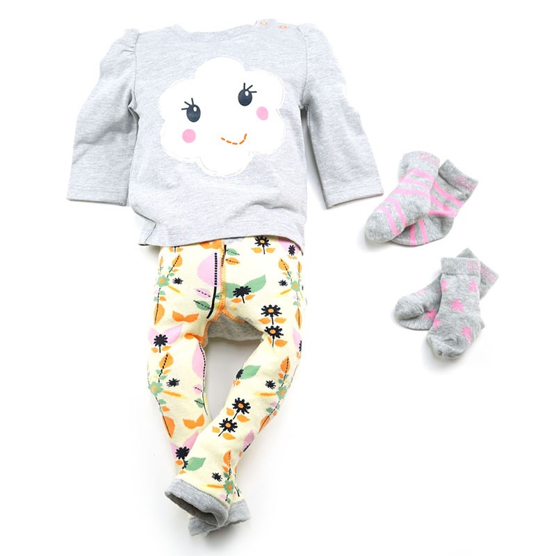 Bombažne legice za deklice FLOWER FACE - Blade & Rose