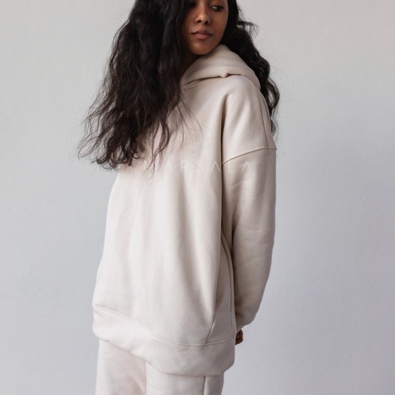 Pulover s kapuco CARDIFF White sad - By Marsala