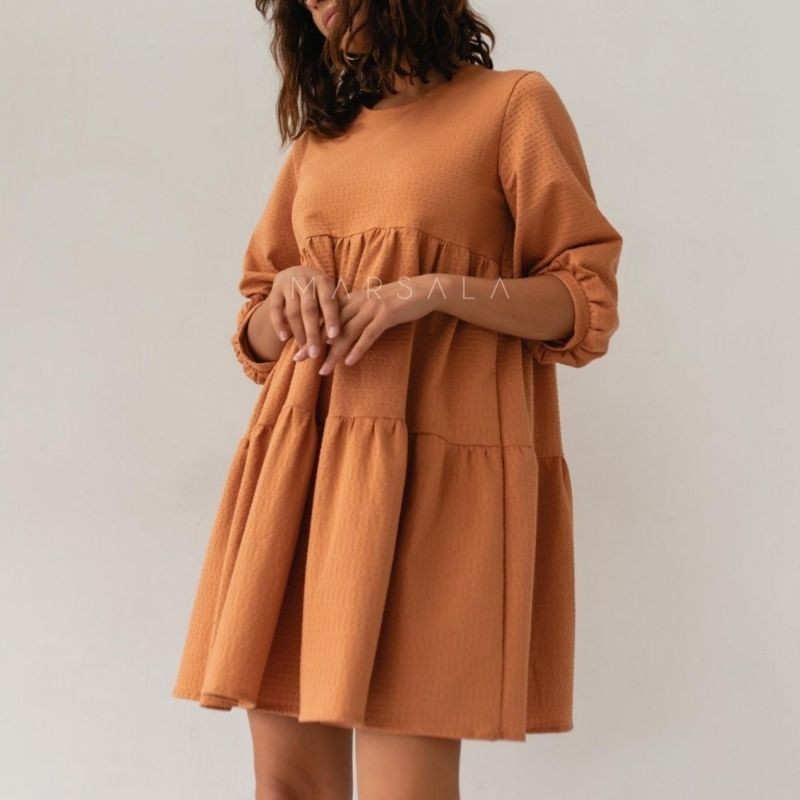 Bombažna, lahkotna obleka Blush Orange - By Marsala