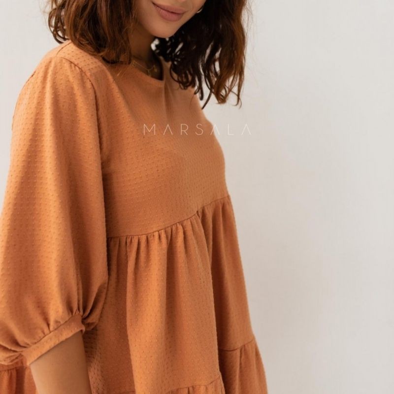 Bombažna, lahkotna obleka Blush Orange - By Marsala