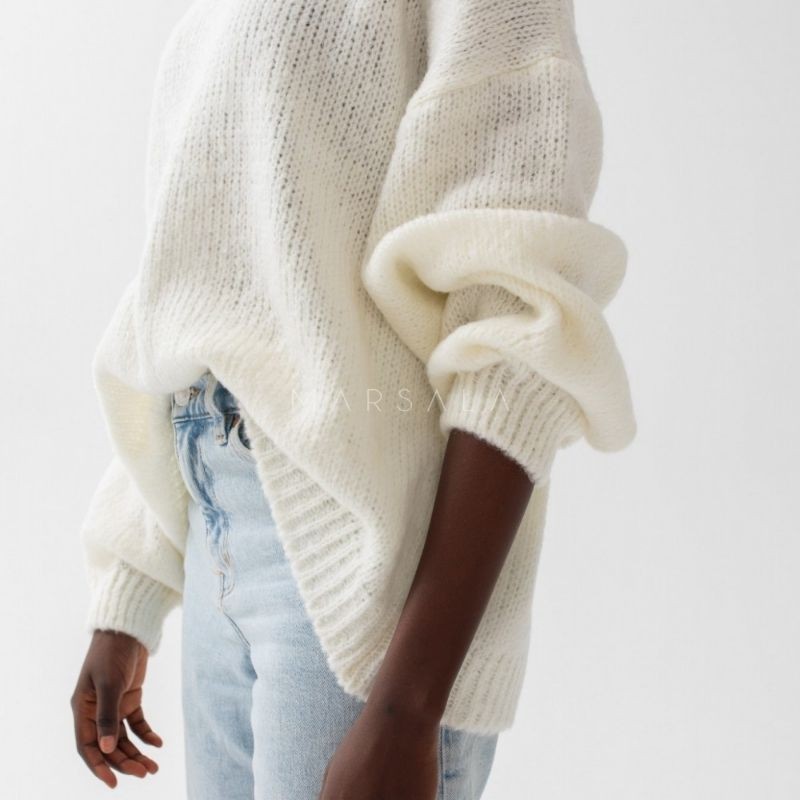 Pleten pulover Rivero White - By Marsala