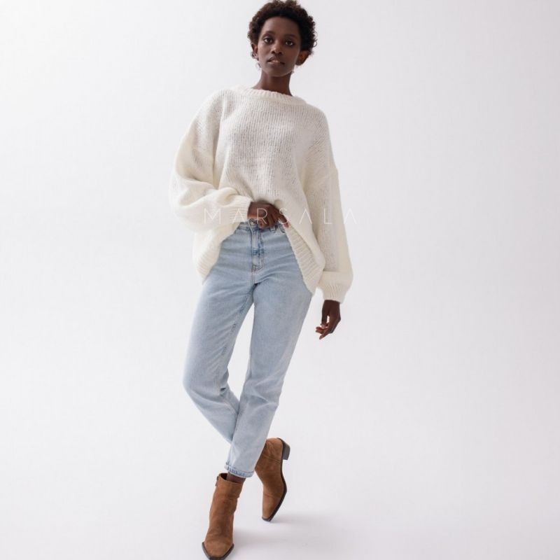 Pleten pulover Rivero White - By Marsala