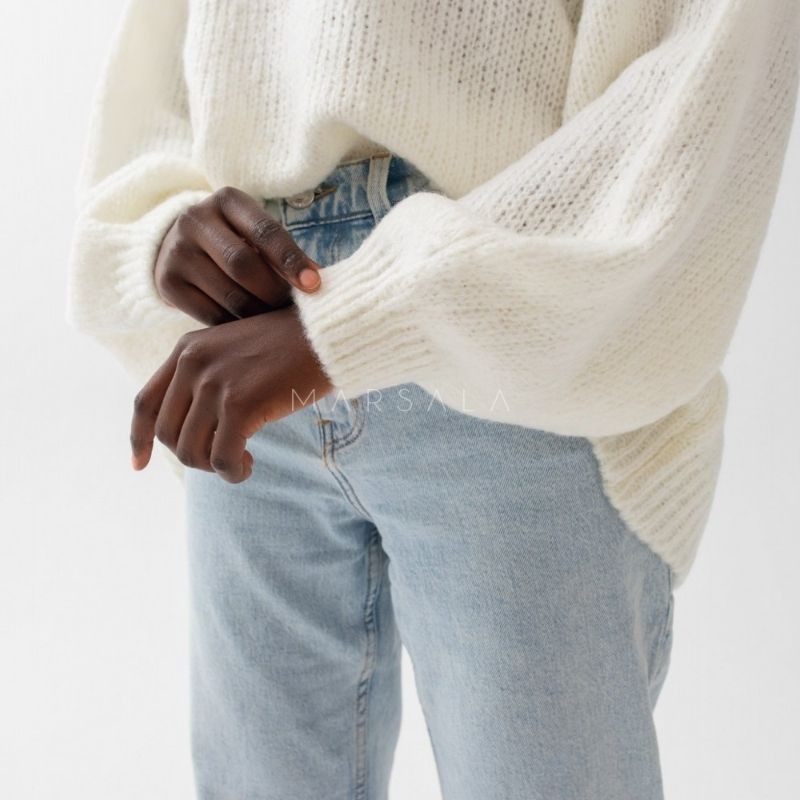 Pleten pulover Rivero White - By Marsala