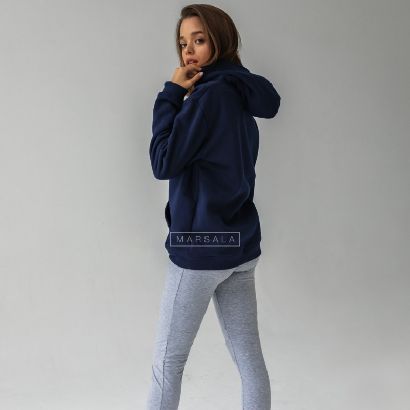 Pulover s kapuco BASIC Evening Blue - By Marsala