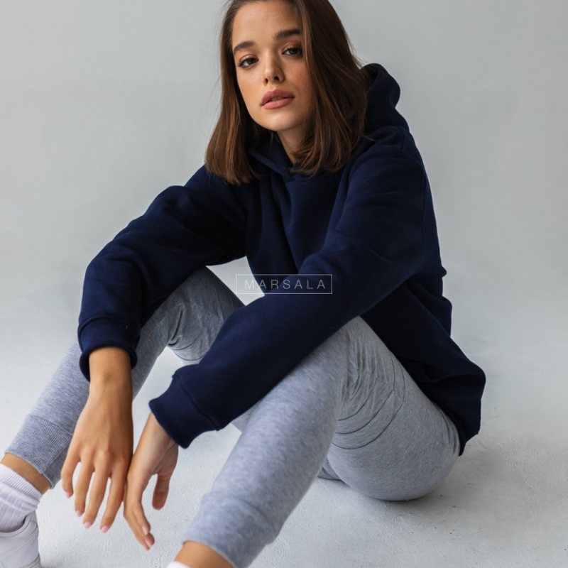 Pulover s kapuco BASIC Evening Blue - By Marsala