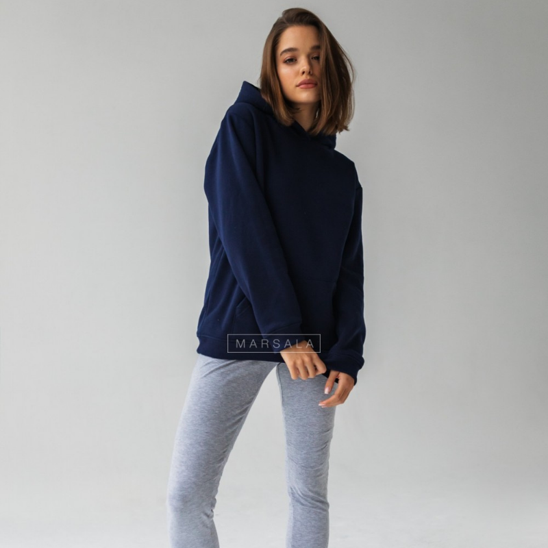 Pulover s kapuco BASIC Evening Blue - By Marsala